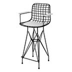 Knsz orta boy tel bar sandalyesi 1 li mağrur syhbyz kolçaklı 65 cm oturma yüksekliği mutfak bahçe cafe ofis