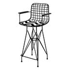 Knsz orta boy tel bar sandalyesi 1 li mağrur syhaldo kolçaklı 65 cm oturma yüksekliği mutfak bahçe cafe ofis