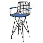 Knsz ufak boy tel bar sandalyesi 1 li uslu syhmvi kolçaklı 55 cm oturma yüksekliği mutfak bahçe cafe ofis