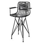 Knsz ufak boy tel bar sandalyesi 1 li uslu syhbonar kolçaklı sırt minderli 55 cm oturma yüksekliği mutfak bahçe cafe ofis