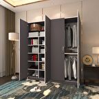 Kenzlife gardırop 4 kapılı kaktüs 180*160*52 gri XLARGE kapaklı gardolap dolap
