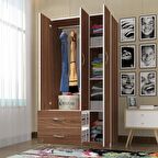 Kenzlife gardırop 3 kapılı 2 çekmeceli fesleğen 180*120*52 cvz XLARGE kapaklı gardolap dolap