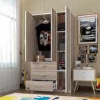 Kenzlife gardırop 3 kapılı 3 çekmeceli civanperçemi 180*120*52 crd XLARGE kapaklı gardolap dolap
