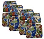 Knsz minder seti 4 lü mazlum geometrik desen oturma ve sırt tel sandalyesi minderi bir arada