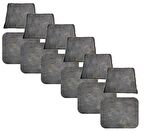 Knsz minder seti 6 lı zng&mğr&uslu gri işlemeli kumaş tel bar sandalyesi oturma ve sırt minderi set