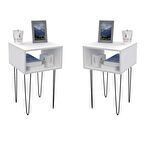 Kenzlife komodin ortense 2 li set byz komidin 44*29*29 metal ayaklı orta zigon sehpa minik boy (mng)