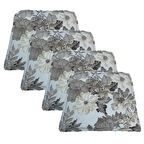 Knsz sırt minderi 4 lü mazlum çiçek gri kumaş cırtlı tel sandalyesi sırtı için