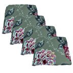 Knsz sırt minderi 4 lü mazlum yaprak gri kumaş cırtlı tel sandalyesi sırtı için