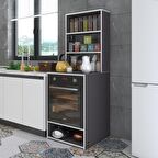 Kenzlife ankastre fırın dolabı canfeza gri 165*60*56 mutfak raflı