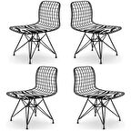 Knsz kafes tel sandalyesi 4 lü mazlum syhbonar ofis cafe bahçe mutfak