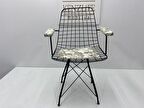 Knsz kafes tel sandalyesi 1 li mazlum syhçiçek gri kumaş kolçaklı ofis cafe bahçe mutfak