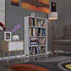 Kenzlife kitaplık süper ga 120*80*19 byz 4 katlı tek bölme ofis mutfak banyo dolabı arkalıksız