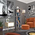 Kenzlife kitaplık süper ga 150*40*19 gri 5 katlı tek bölme çift bölme opsiyonlu ofis mutfak banyo dolabı arkalıksız