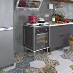 Kenzlife ankastre modülü kabini esena mono3 gri 89-81*60*56 fırın ocak dolabı ayarlı ayaklı üstü kapalı 