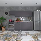 Kenzlife hazır mutfak seti nayakan gri 240 cm genişlik üst tezgahsız ankastre fırın modüllü