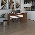 Kenzlife ofis masası kamikaze cvz sol 75*120*80 raflı dolap şeritli bilgisayar çalışma masası