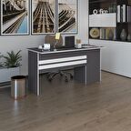 Kenzlife ofis masası kamikaze gri sol 75*150*80 raflı dolap şeritli bilgisayar çalışma masası
