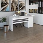 Kenzlife ofis masası kamikaze byz sol 75*140*80 kilitli kapaklı dolap şeritli bilgisayar çalışma masası