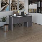 Kenzlife ofis masası yoko ono gri sol 75*120*60 kilitli kapaklı dolap eşkenar bilgisayar çalışma masası