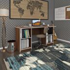 Kenzlife ofis masası masi oka cvz 75*170*60 raflı dolap çiftli bilgisayar çalışma masası