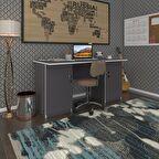 Kenzlife ofis masası masi oka gri 75*160*80 kilitli kapaklı dolap çiftli bilgisayar çalışma masası