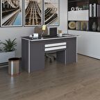 Kenzlife ofis masası pat morita gri 75*160*80 kilitli kapaklı dolap çiftli şeritli bilgisayar çalışma masası