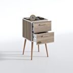 Kenzlife komodin donatur gri 74*39*39 çift çekmeceli ahşap ayaklı komidin