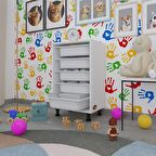 Kenzlife sepetli mutfak dolabı ruberu byz 074x45x30 banyo oyuncak çamaşır beyaz 5 li sepet