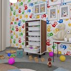 Kenzlife sepetli mutfak dolabı ruberu cvz 086x45x30 banyo oyuncak çamaşır beyaz 6 lı sepet