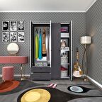 Kenzlife gardırop 4 kapılı kapaklı 2 çekmeceli hüsnüyusuf gri 173*120*42 gardolap dolap ofis