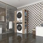 Kenzlife çamaşır-kurutma makinesi dolabı umare crd 187*110*60 çekmeceli raflı banyo