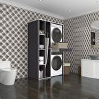 Kenzlife çamaşır-kurutma makinesi dolabı gutas sol gri 187*120*60 çekmeceli banyo