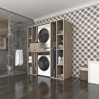 Kenzlife çamaşır-kurutma makinesi dolabı sadra crd 187*170*60 çekmeceli raflı banyo