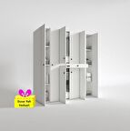 Kenzlife çamaşır-kurutma makinesi dolabı nazzam byz 187*170*60 çekmeceli raflı + tekli duvar rafı hediye