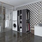 Kenzlife çamaşır-kurutma makinesi dolabı ve giysi dolabı kazvini sağ gri 180*160*60  banyo