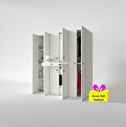 Kenzlife çamaşır-kurutma makinesi dolabı ve giysi dolabı çekmeceli ebuzer sol raf byz 187*160*60  + tekli duvar rafı hediye