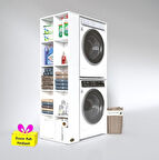 Kenzlife çamaşır-kurutma makinesi dolabı bolodenka sol byz 180*090*60 banyo arkalıksız + tekli duvar rafı hediyeli