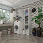 Kenzlife çamaşır makinesi dolabı hayzumsüpürgemdf byz 180*126*55 % 100 mdf full mdf banyo kiler çift kapaklı arkalıklı