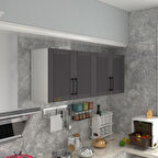 Kenzlife hazır mutfak dolabı havuç60 gri mod2 60*160*32 mebran kapak suntalam gövde