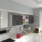 Kenzlife hazır mutfak dolabı bulgur90 gri mod2 90*240*32 mebran kapak suntalam gövde