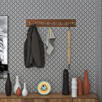 Kenzlife askılık tokadi mat ceviz renk suntalam 8 adet metal krom renk portmanto