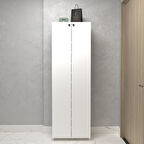 Kenzlife kapaklı ayakkabılık bosnevi mat beyaz suntalam 183*040*30 yirmidört çift ayakkabı kapasitesi arkalıksız 