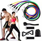 11 Parça Lateks Egzersiz Bandı Çekme Halatı Egzersiz Seti