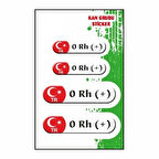Gogo Kan Grubu 0 Rh(+) Beyaz Dörtlü Damla Etiket