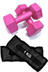 El Ve Ayak Bilek Ağırlığı 2x1 Kg Kum Torbası Ve 2x1kg Dambıl Dumbell Seti Ağırlık Setleri Siyah