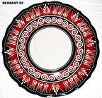 Armada çini 30 cm Resimli Baskılı El dekoru Kütahya Çini Tabak Kırmızı