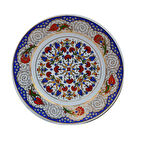 Armada Çini PRT 40 25 Cm Mavi Altın Yaldızlı Lale karanfil Desenli  Porselen Çini Tabak