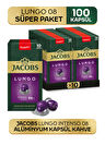 Jacobs Lungo 8 Intenso Nespresso Uyumlu Alüminyum Kapsül Kahve 10 Adet X 10 Paket