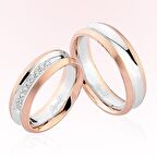 Rose Beyaz Şeritli Altın Alyans 4403