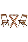Reyo Ceviz Gürgen Katlanır 3'lü Bistro Set Balkon Bahçe Masa Sandalye Seti (MİNDERSİZ) 1.Kalite